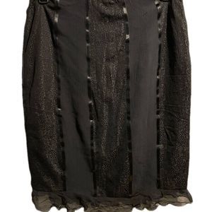 Express Black Whimsigoth Business Casual Party Lace and Silk Mini Skirt